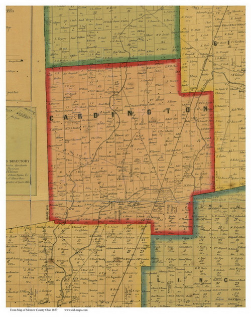Cardington, Ohio 1857 Old Town Map Custom Print - Morrow Co.