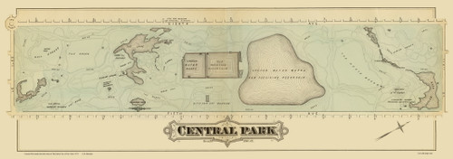 NY 1879 - Old Map of Central Park, Manhattan - Old Map Reprint NYC Small Areas