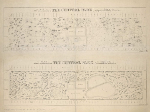 NY 1856 - Old Map of Central Park Before & After Improvement, Manhattan - Old Map Reprint NYC Small Areas