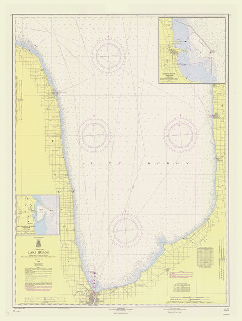 Port Huron to Pte. Aux Barques 1964 Lake Huron Harbor Chart Reprint Great Lakes 5 - 51