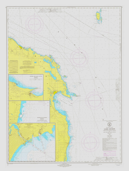 Harrisville to Forty Mile Point 1973 Lake Huron Harbor Chart Reprint Great Lakes 5 - 53