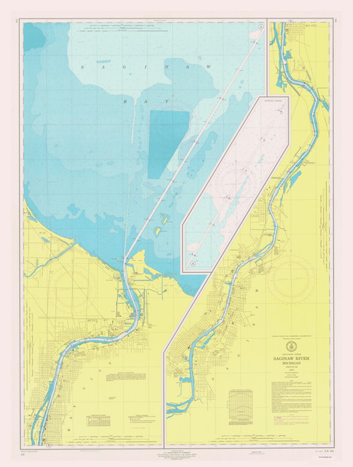 Saginaw River 1973 Lake Huron Harbor Chart Reprint Great Lakes 5 - 524