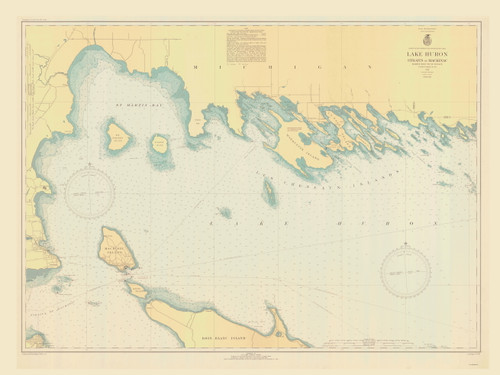 De Tour Passage to Waugoshance Point 1942 Northwest Lake Huron Harbor Chart Reprint Great Lakes 6 - 60