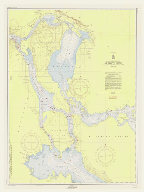 St Marys River - Munuscong Lake to Sault Ste. Marie 1955 Northwest Lake Huron Harbor Chart Reprint Great Lakes 6 - 62