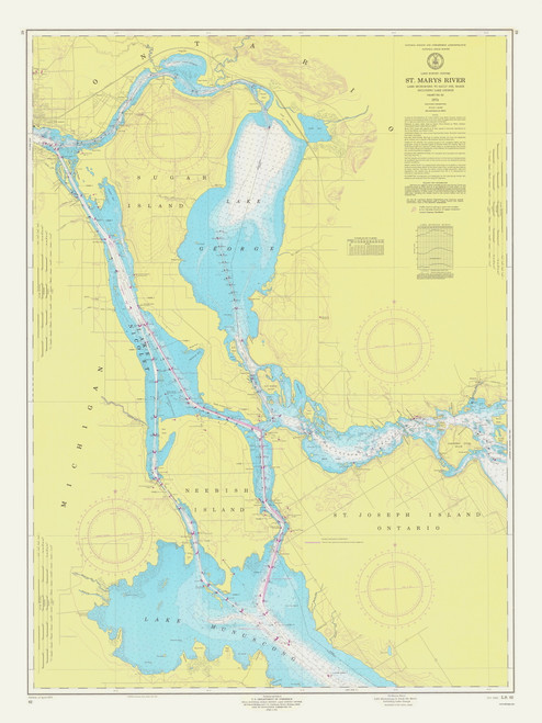 St Marys River - Munuscong Lake to Sault Ste. Marie 1974 Northwest Lake Huron Harbor Chart Reprint Great Lakes 6 - 62