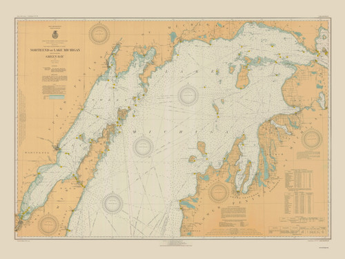 North End of Lake Michigan 1930 Lake Michigan Harbor Chart Reprint Great Lakes 7 - 70