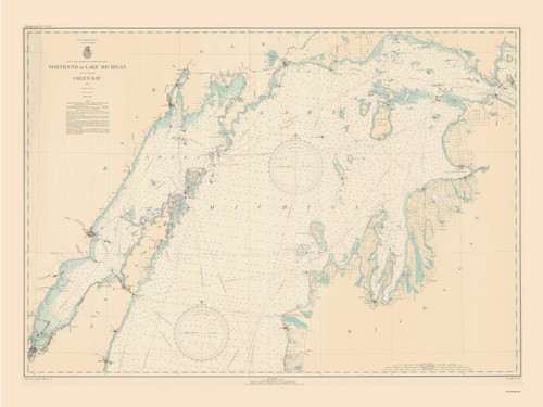 North End of Lake Michigan 1935 Lake Michigan Harbor Chart Reprint Great Lakes 7 - 70