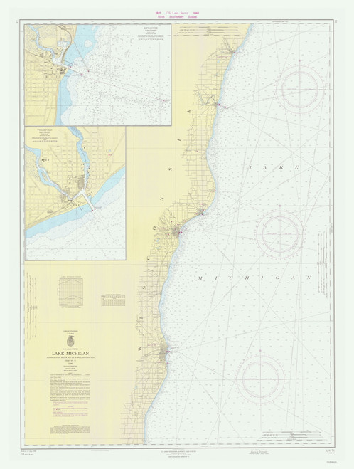 Algoma to Sheboygan 1966 Lake Michigan Harbor Chart Reprint Great Lakes 7 - 73