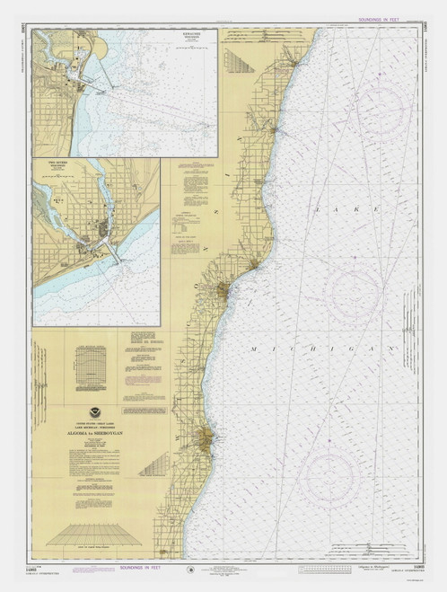 Algoma to Sheboygan 1988 Lake Michigan Harbor Chart Reprint Great Lakes 7 - 73