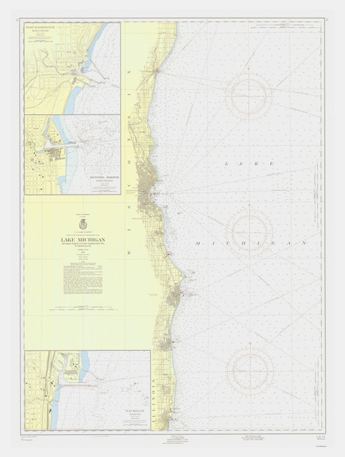 Port Washington to Waukegan 1957 Lake Michigan Harbor Chart Reprint Great Lakes 7 - 74