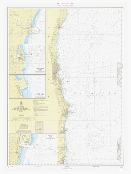 Port Washington to Waukegan 1966 Lake Michigan Harbor Chart Reprint Great Lakes 7 - 74