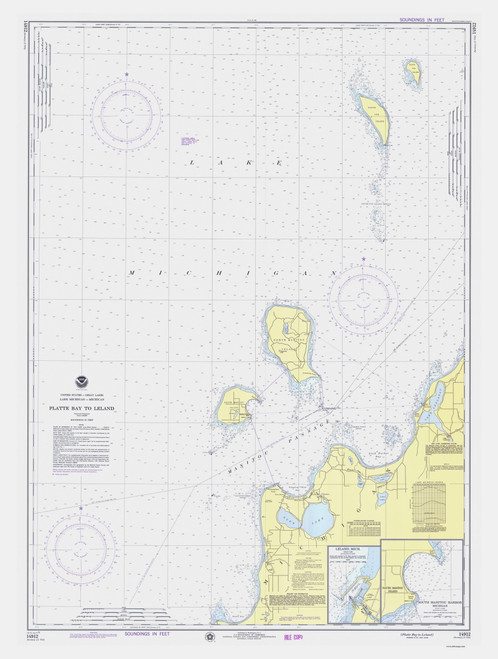 Platte Bay to Leland 1975 Lake Michigan Harbor Chart Reprint Great Lakes 7 - 705