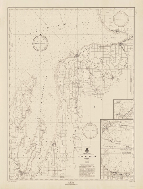 Grand Traverse Bay to Little Traverse Bay 1947 Lake Michigan Harbor Chart Reprint Great Lakes 7 - 706