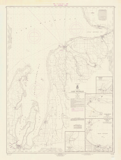 Grand Traverse Bay to Little Traverse Bay 1966 Lake Michigan Harbor Chart Reprint Great Lakes 7 - 706