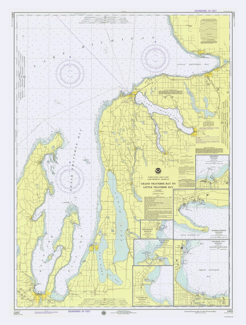 Grand Traverse Bay to Little Traverse Bay 1975 Lake Michigan Harbor Chart Reprint Great Lakes 7 - 706