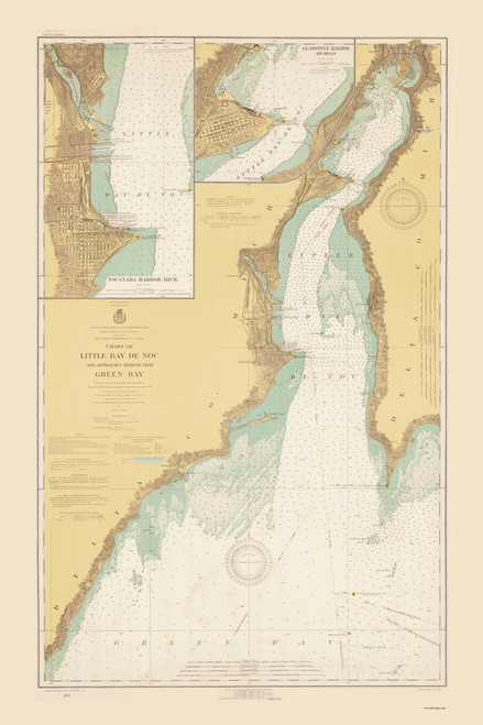 Little Bay De Noc 1921 Lake Michigan Harbor Chart Reprint Great Lakes 7 - 718
