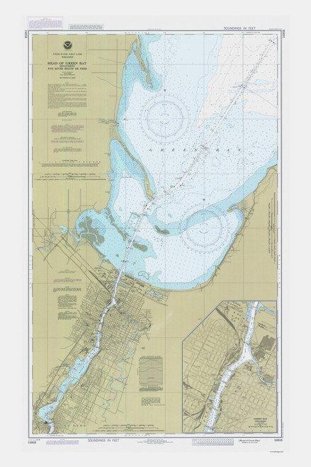 Head of Green Bay 1985 Lake Michigan Harbor Chart Reprint Great Lakes 7 - 725