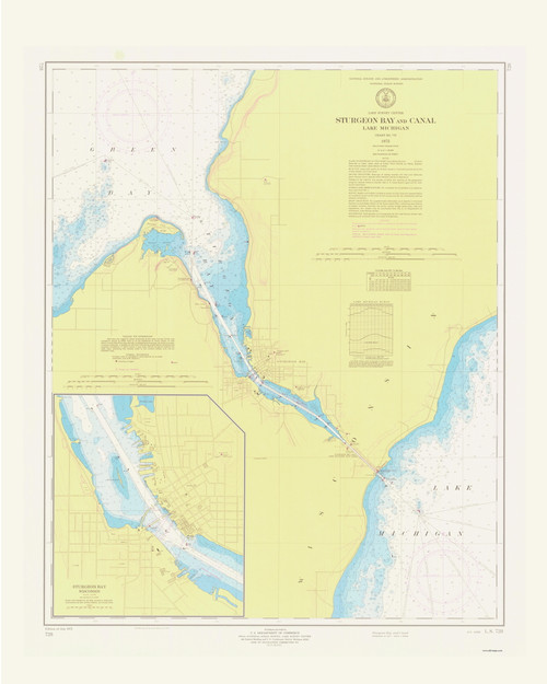Sturgeon Bay and Canal 1972 Lake Michigan Harbor Chart Reprint Great Lakes 7 - 728