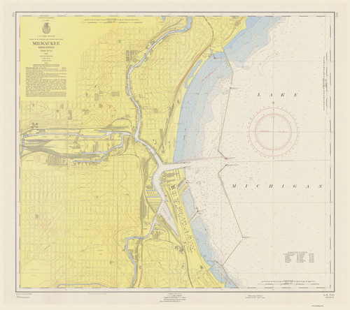 Milwaukee Harbor 1957 Lake Michigan Harbor Chart Reprint Great Lakes 7 - 743