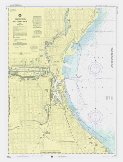Milwaukee Harbor 1975 Lake Michigan Harbor Chart Reprint Great Lakes 7 - 743