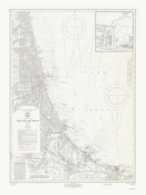 Chicago Lake Front 1972 Lake Michigan Harbor Chart Reprint Great Lakes 7 - 751