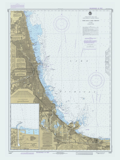Chicago Lake Front 1983 Lake Michigan Harbor Chart Reprint Great Lakes 7 - 751