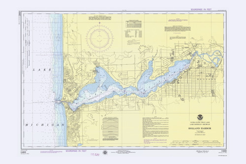 Holland Harbor 1975 Lake Michigan Harbor Chart Reprint Great Lakes 7 - 763