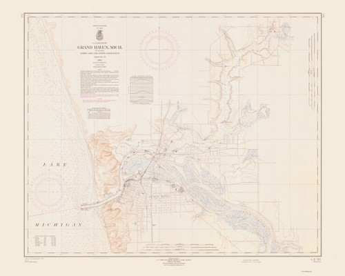 Grand Haven 1963 Lake Michigan Harbor Chart Reprint Great Lakes 7 - 765