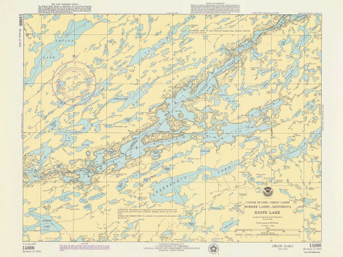 Knife Lake 1976 Minnesota-Ontario Border Lakes Nautical Chart Reprint Great Lakes 8 - 810