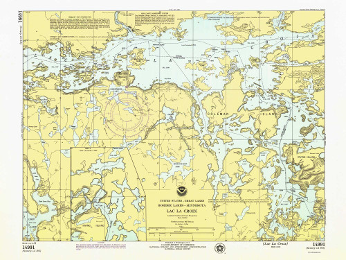 Lac La Croix 1976 Minnesota-Ontario Border Lakes Nautical Chart Reprint Great Lakes 8 - 815