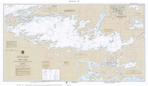 Rainy Lake East - Tan 1976 Minnesota-Ontario Border Lakes Nautical Chart Reprint Great Lakes 8 - Custom