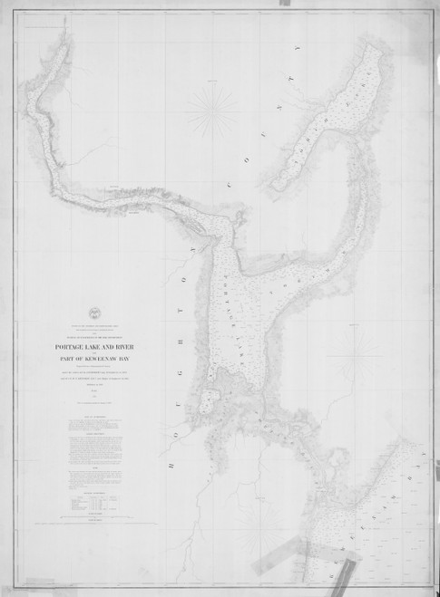 Portage Lake and River 1880 Lake Superior Harbor Chart Reprint Great Lakes 9 - 944