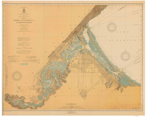 Duluth - Superior Harbor 1915 Lake Superior Harbor Chart Reprint Great Lakes 9 - 966