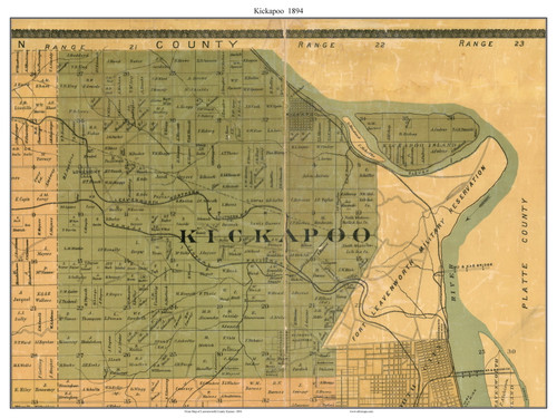 Kickapoo, Kansas 1894 Old Town Map Custom Print - Leavenworth Co.