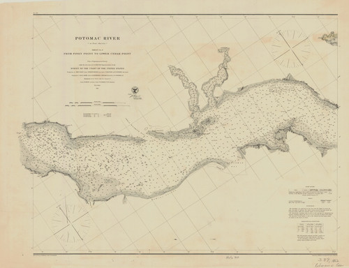 Potomac River 2 from Piney Point to Lower Cedar Point 1862c - Old Map Nautical Chart AC Harbors 389 - Chesapeake Bay