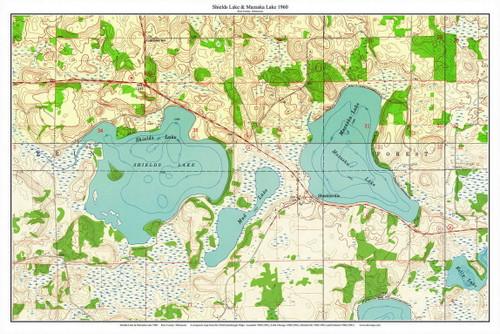 Sheilds Lake and Mazaska Lake 1960 - Custom USGS Old Topo Map - Minnesota - Mankato Area