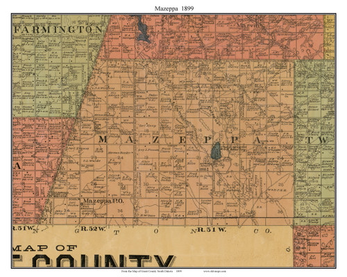 Mazeppa, South Dakota 1899 Old Town Map Custom Print - Grant Co.