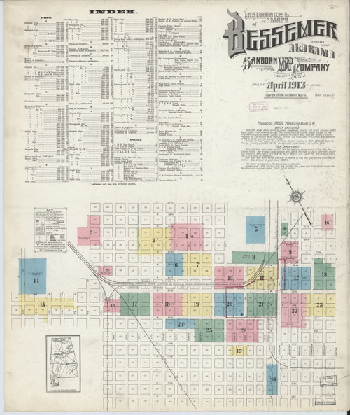 Bessemer, Alabama 1913 - Old Map Alabama Fire Insurance Index