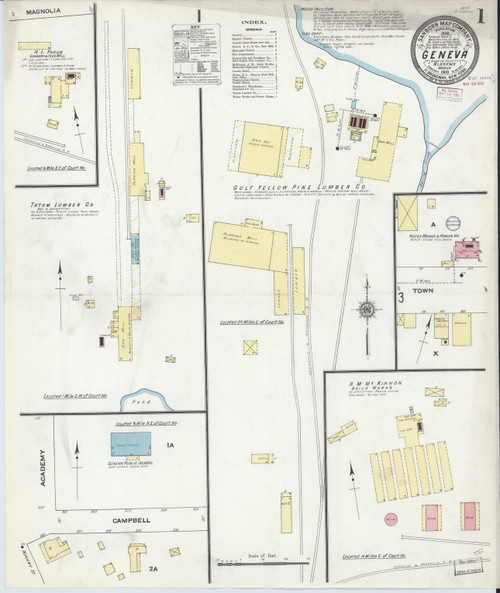 Geneva, Alabama 1910 - Old Map Alabama Fire Insurance Index