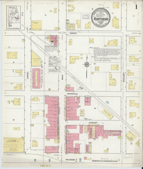 Hurtsboro, Alabama 1916 - Old Map Alabama Fire Insurance Index