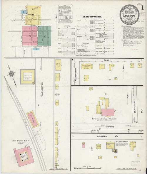 Marion, Alabama 1910 - Old Map Alabama Fire Insurance Index