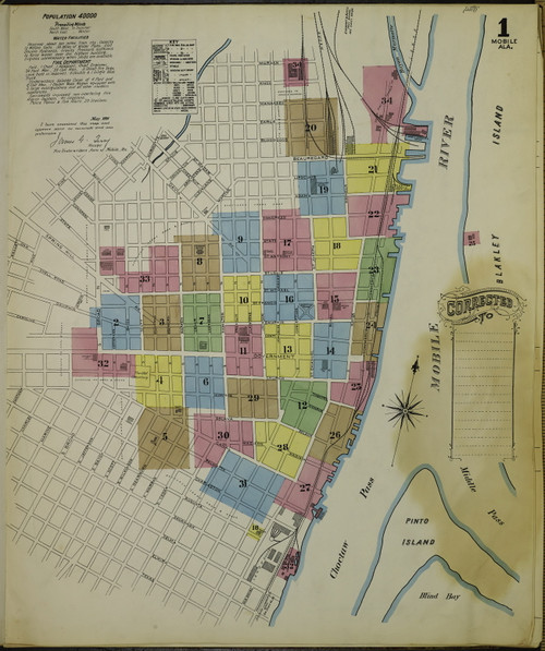 Mobile, Alabama 1891 - Old Map Alabama Fire Insurance Index