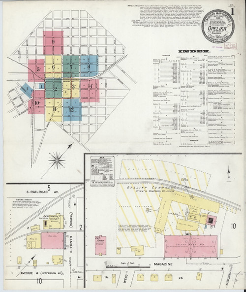Opelika, Alabama 1909 - Old Map Alabama Fire Insurance Index