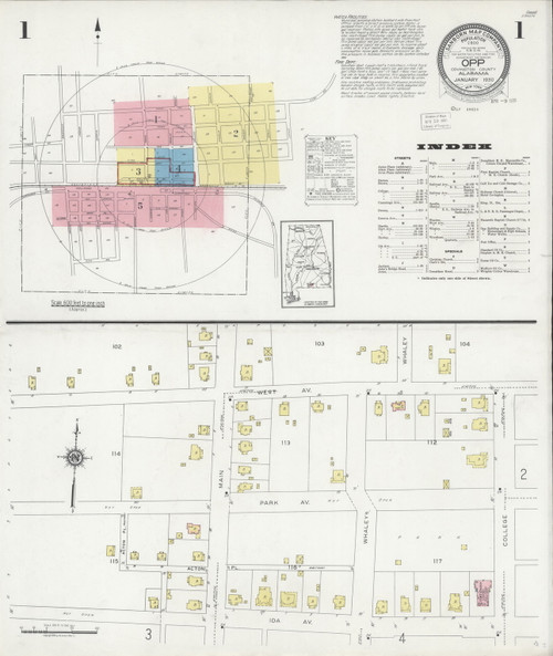 Opp, Alabama 1930 - Old Map Alabama Fire Insurance Index
