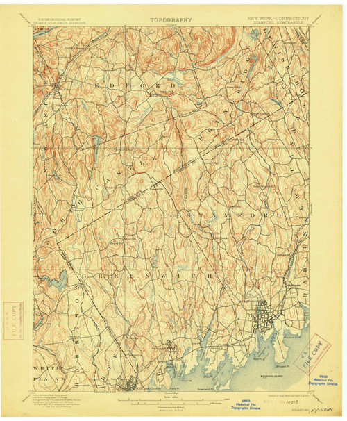 Stamford, New York - Connecticut 1899 (1915) USGS Old Topo Map 15x15 Quad