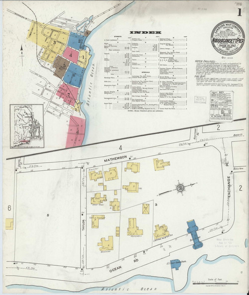 Narragansett Pier, Rhode Island 1921 - Old Map Rhode Island Fire Insurance Index