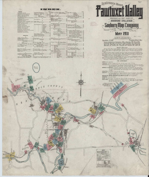 Pawtuxet Valley, Rhode Island 1911 - Old Map Rhode Island Fire Insurance Index