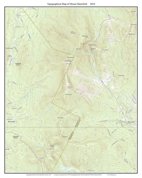 Mount Mansfield 2018 - Custom USGS Old Topo Map - Vermont