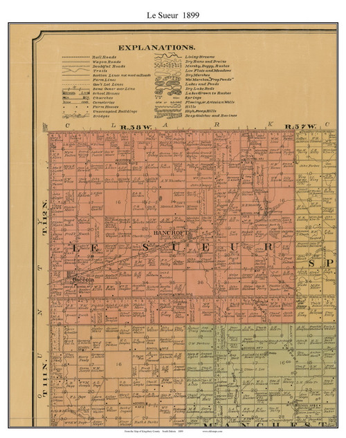 La Sueur, South Dakota 1899 Old Town Map Custom Print - Kingsbury Co.