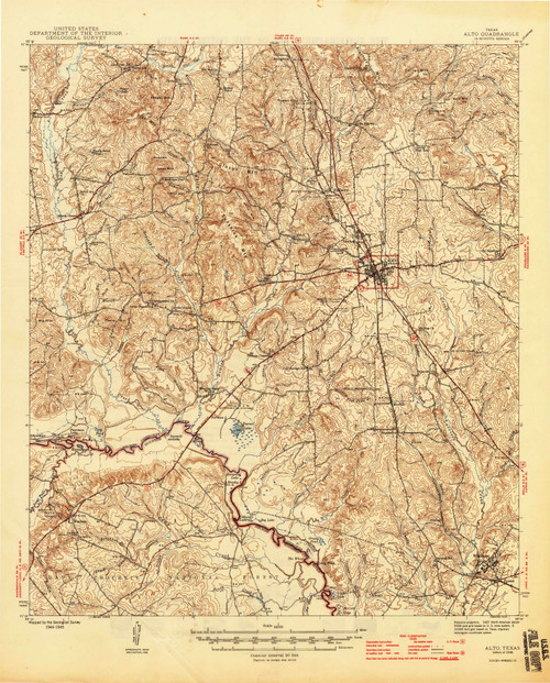 Alto, Texas 1946 () USGS Old Topo Map Reprint 15x15 TX Quad 105646